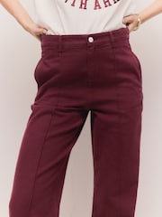 Burgundy Red Seam Front Straight Leg Jeans - Image 5 of 9