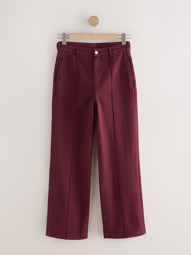 Burgundy Red Seam Front Straight Leg Jeans - Image 9 of 9