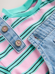 Mid Blue Cat Printed Denim Dungarees (3mths-7yrs) - Image 5 of 9