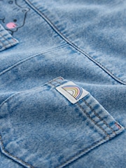 Mid Blue Cat Printed Denim Dungarees (3mths-7yrs) - Image 9 of 9