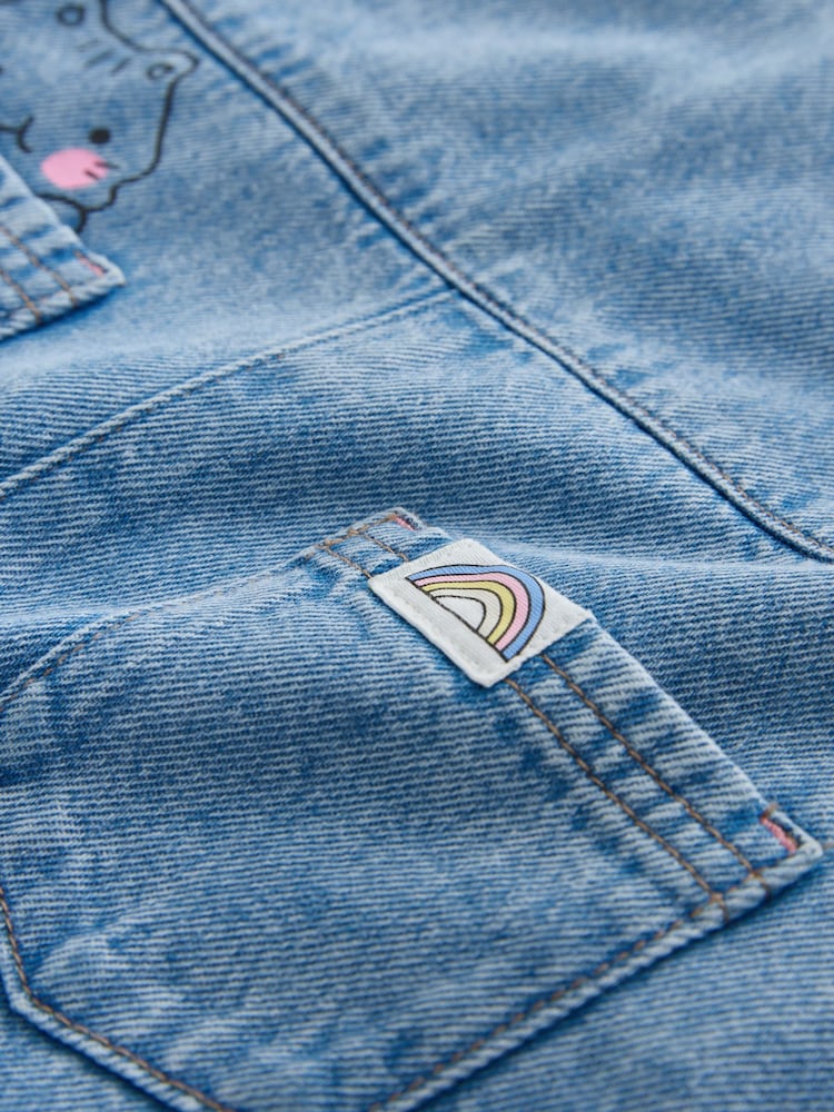 Mid Blue Cat Printed Denim Dungarees (3mths-7yrs) - Image 9 of 9