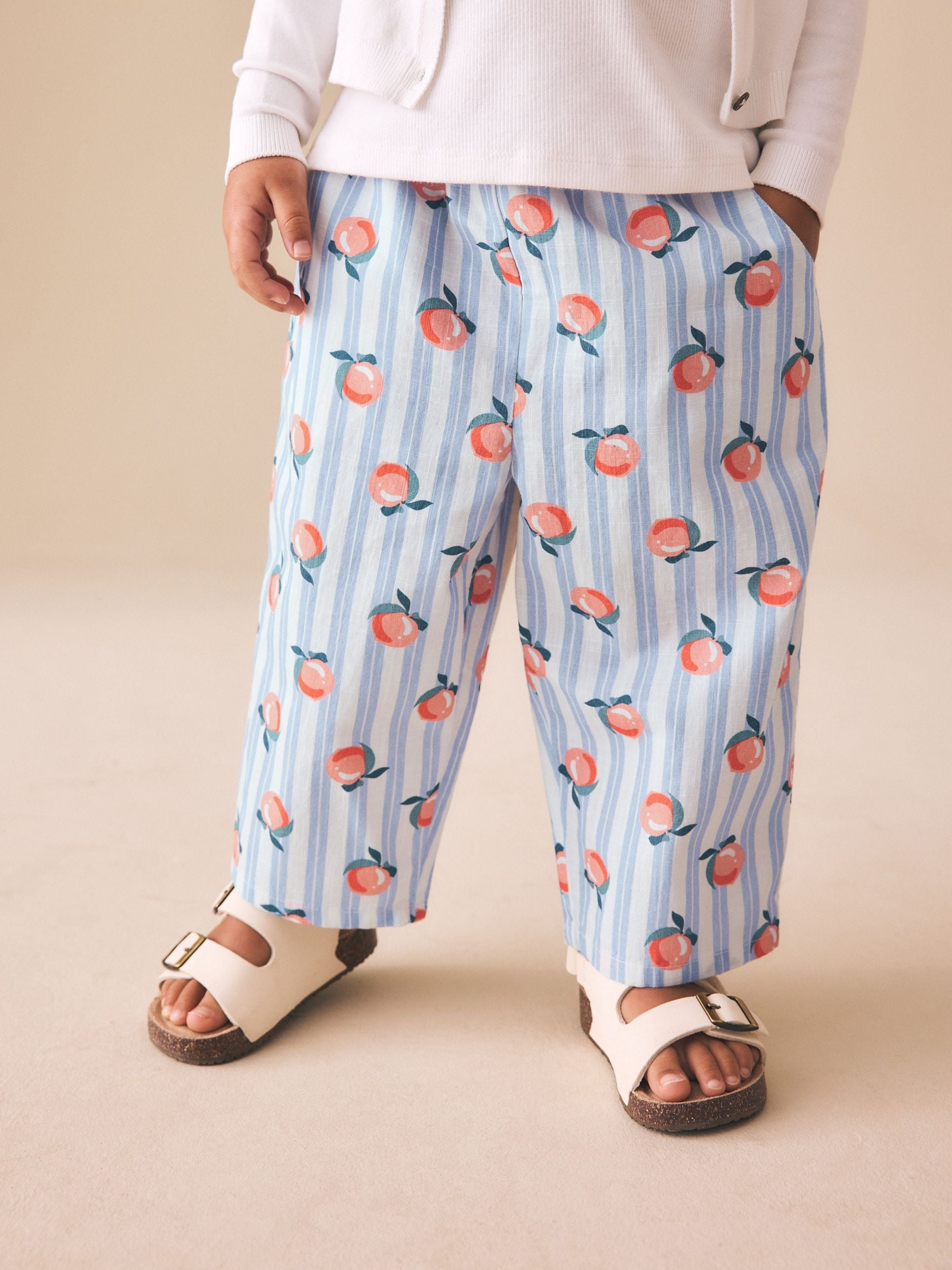 Buy Blue Stripe Peach Print - Pullon Trousers (3mths-7yrs) from