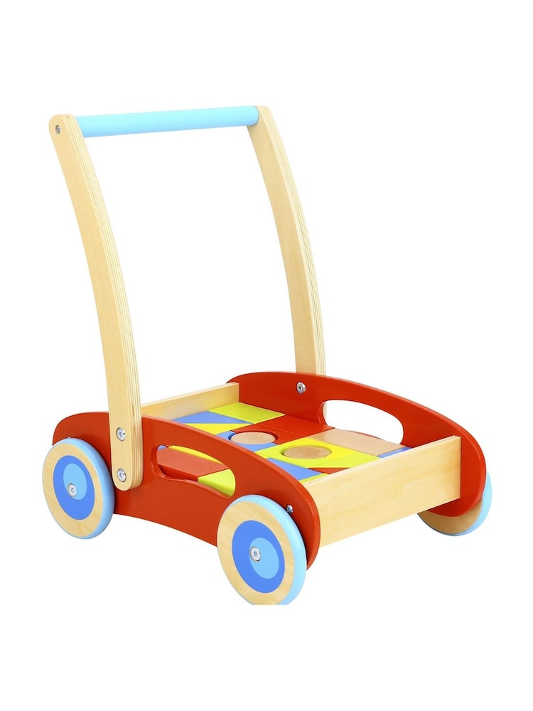 Tooky Toy Wooden Baby Walker with Blocks - Image 2 of 2 Tooky Toy Wooden Baby Walker with Blocks - Image 2 of 2