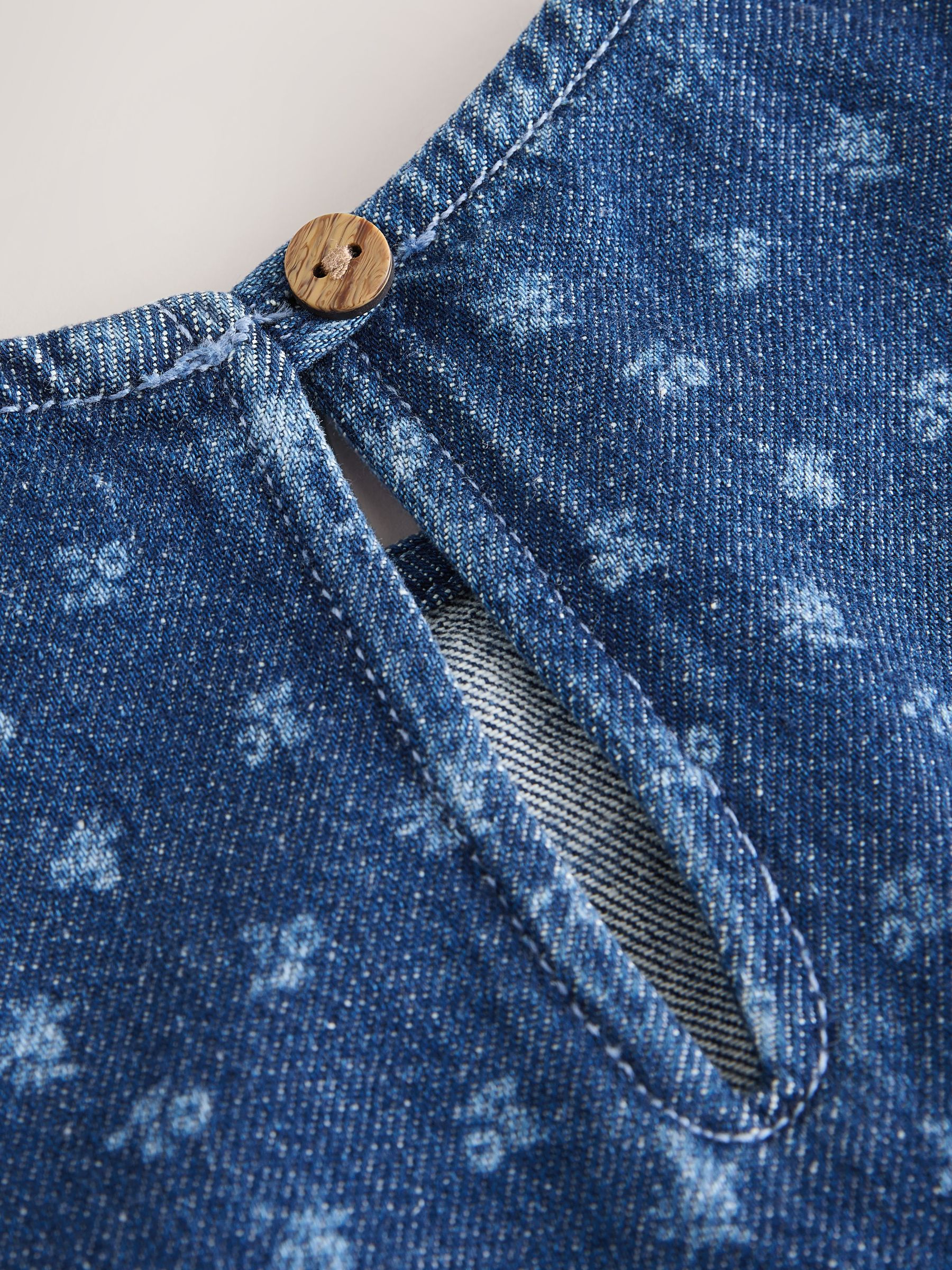 Buy Dark Blue Floral Printed Denim Top and Trousers Set (3mths