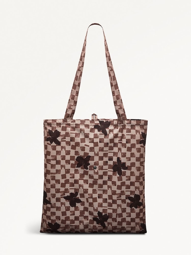 Radley Cream Check Responsible Foldaway Bag - Image 2 of 3