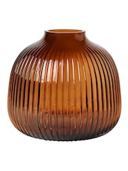 BHS Brown Ribbed Glass Vase - Image 3 of 5