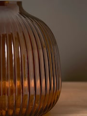 BHS Brown Ribbed Glass Vase - Image 4 of 5