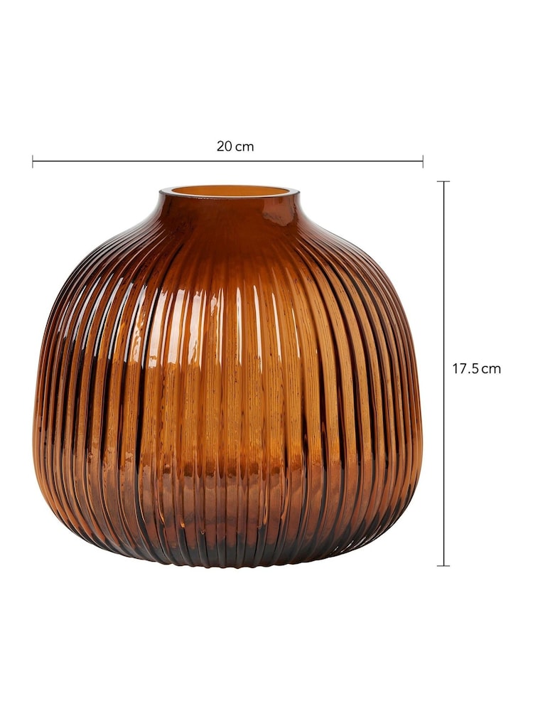 BHS Brown Ribbed Glass Vase - Image 5 of 5