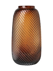 BHS Brown Tall Lenticular Spiral Cognac Glass Vase - Image 3 of 5