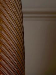 BHS Brown Tall Lenticular Spiral Cognac Glass Vase - Image 4 of 5
