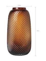 BHS Brown Tall Lenticular Spiral Cognac Glass Vase - Image 5 of 5