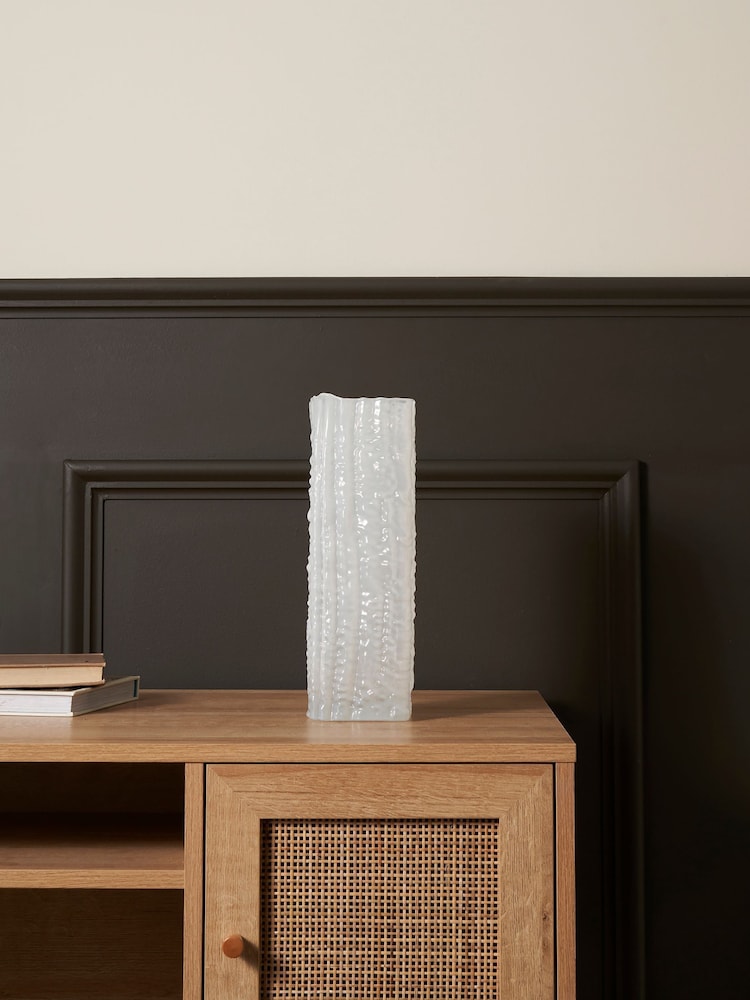 BHS White Large Square Glass Vase - Image 2 of 5
