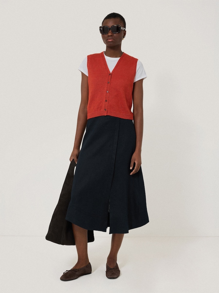 Jigsaw Blue Wrap Detail 100% Linen Skirt - Image 1 of 6