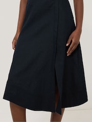Jigsaw Blue Wrap Detail 100% Linen Skirt - Image 3 of 6