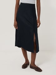 Jigsaw Blue Wrap Detail 100% Linen Skirt - Image 5 of 6