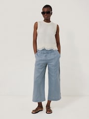 Jigsaw Blue Relaxed Mara 100% Linen Trousers - Image 1 of 5