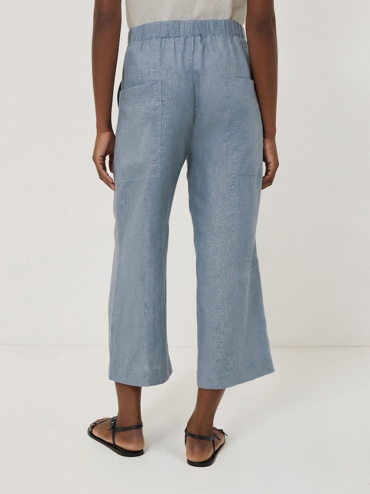 Jigsaw Blue Relaxed Mara 100% Linen Trousers - Image 2 of 5