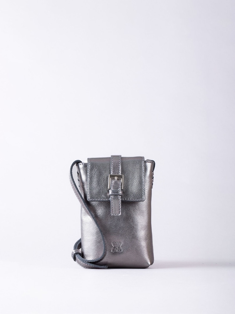 Grey - Lakeland Leather Tarnly Cross-Body Phone Pouch Bag - Image 2 of 7