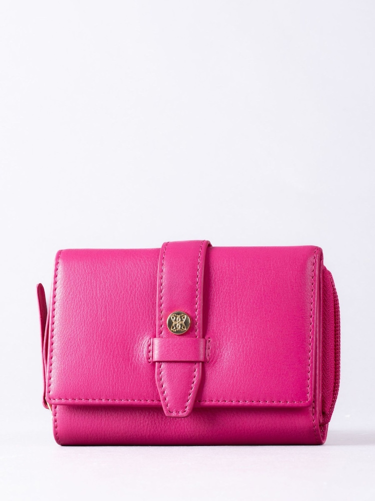 Lakeland Leather Pink Light Medium Icon Stud Tab Purse - Image 1 of 5