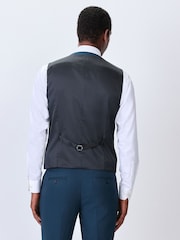 Teal Blue Textured Suit Waistcoat - Image 2 of 7