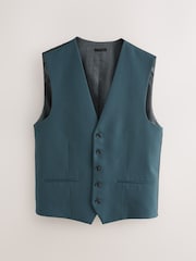 Teal Blue Textured Suit Waistcoat - Image 4 of 7