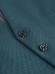 Teal Blue Textured Suit Waistcoat - Image 5 of 7