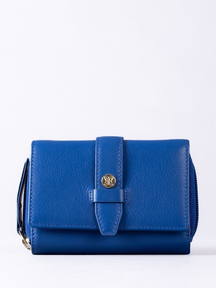 Lakeland Leather Blue Light Medium Icon Stud Tab Purse - Image 2 of 5