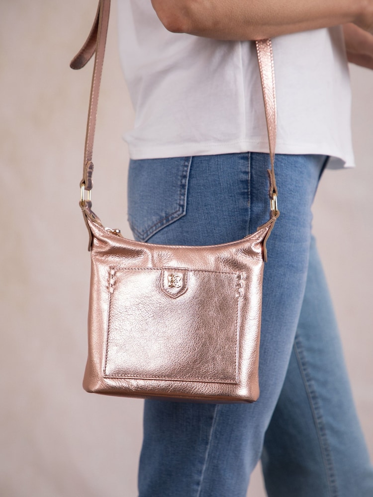 Lakeland Leather Metallic Tarnly Pocket Cross-Body Bag - Image 7 of 7