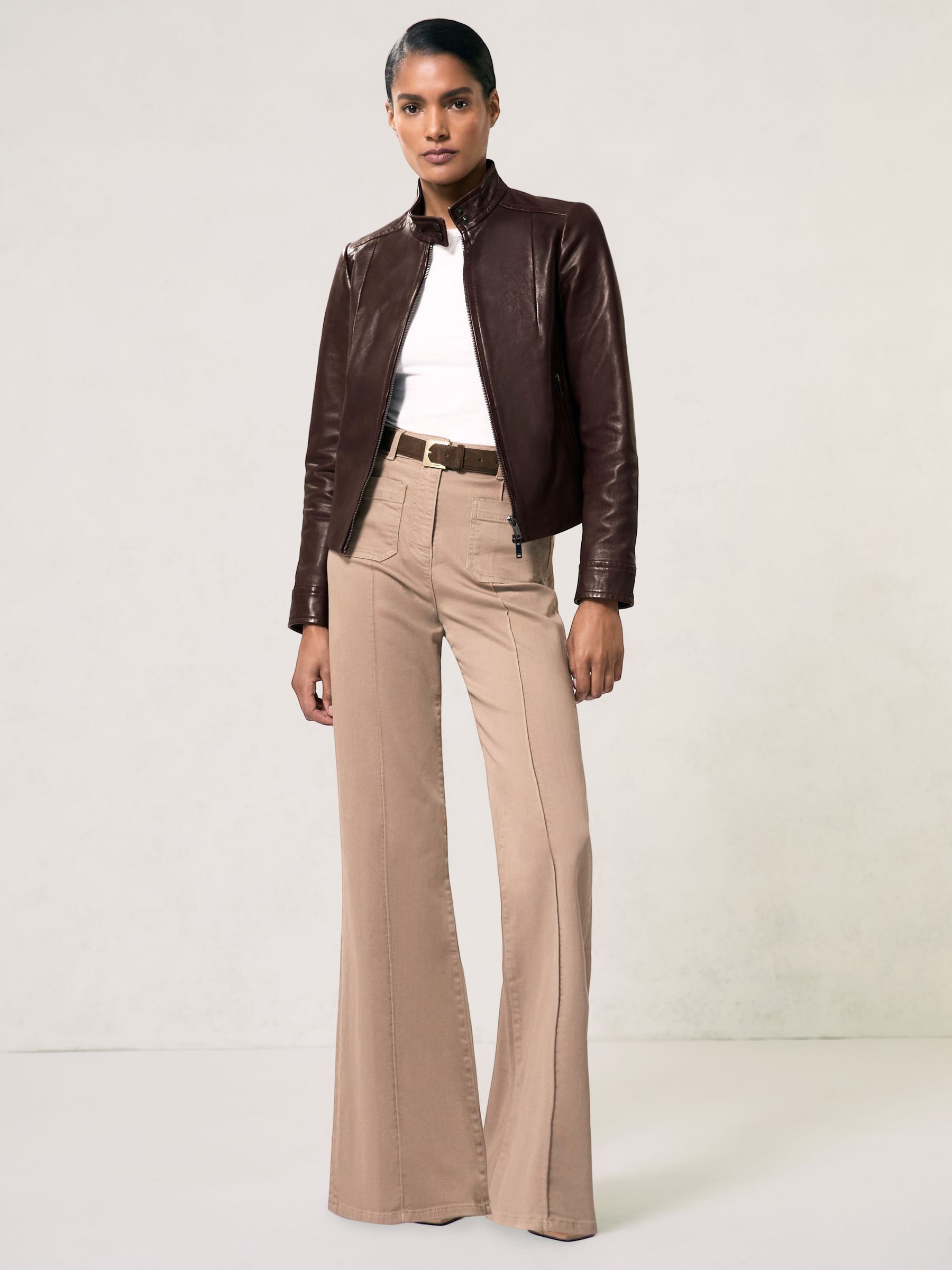 Buy Reiss Burgundy Astra Fitted Leather Biker Jacket from Next USA
