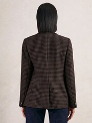 Reiss Brown Check Ayla Wool-Blend Double-Breasted Check Blazer - Image 6 of 7