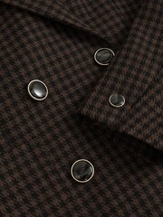 Reiss Brown Check Ayla Wool-Blend Double-Breasted Check Blazer - Image 7 of 7