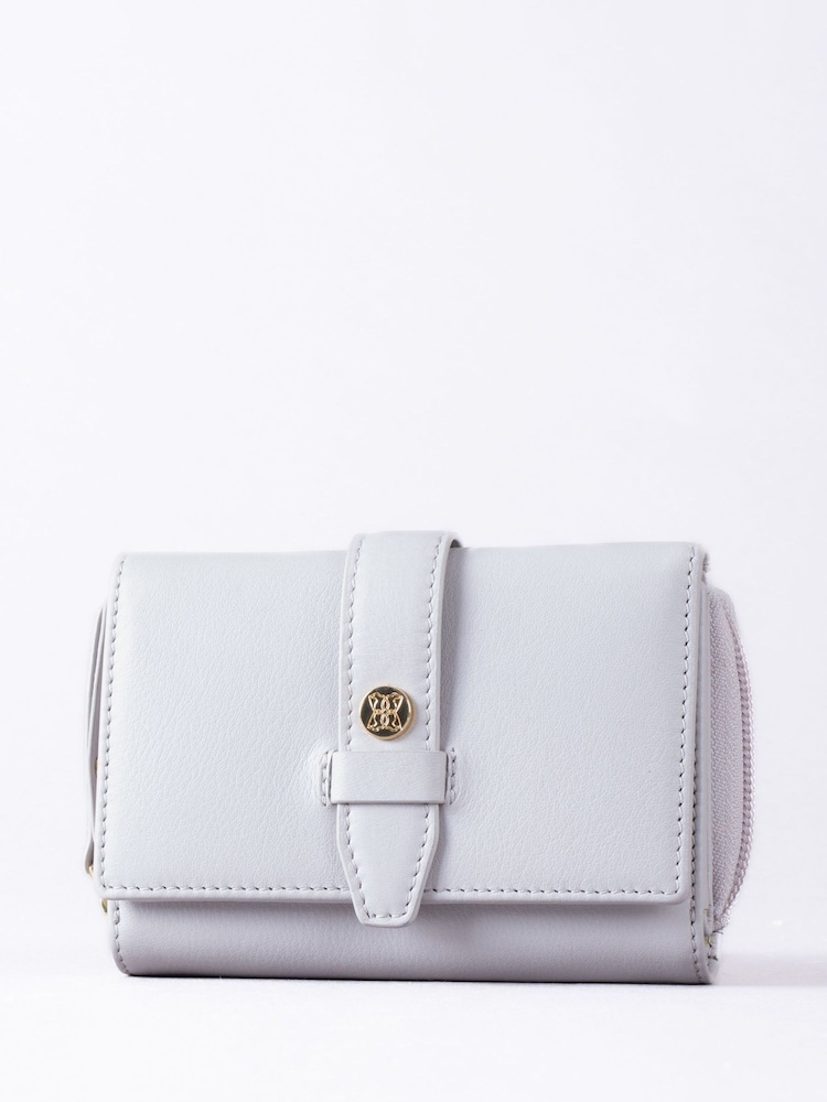 Lakeland Leather Grey Medium Icon Stud Tab Purse - Image 1 of 5