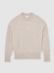 Reiss Oatmeal Neutral Misha Brushed Cashmere Crew Neck Jumper - Image 2 of 7