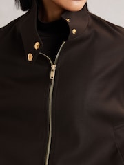 Reiss Chocolate Brown Elodie Wool Bomber Jacket - Image 3 of 6