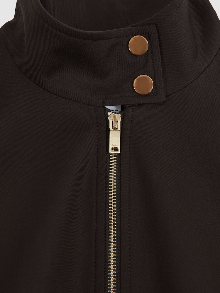 Reiss Chocolate Brown Elodie Wool Bomber Jacket - Image 6 of 6 Reiss Chocolate Brown Elodie Wool Bomber Jacket - Image 6 of 6