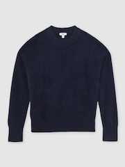 Reiss Navy Misha Brushed Cashmere Crew Neck Jumper - Image 2 of 6