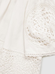 Reiss Ivory Carine Linen Embroidered Swing Top - Image 7 of 7
