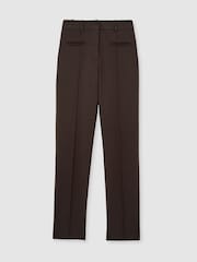 Reiss Chocolate Brown Norla Pintuck Tapered Trousers - Image 2 of 7