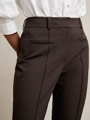 Reiss Chocolate Brown Norla Pintuck Tapered Trousers - Image 4 of 7