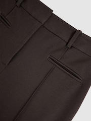 Reiss Chocolate Brown Norla Pintuck Tapered Trousers - Image 7 of 7