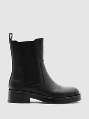 Reiss Black Phoebe Leather Chelsea Boots - Image 1 of 5