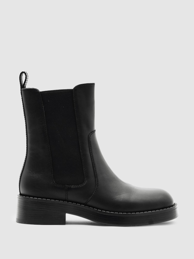 Reiss Black Phoebe Leather Chelsea Boots - Image 1 of 5