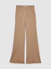 Reiss Taupe Neutral Sakura Petite Patch-Pocket Flared Jeans - Image 2 of 8