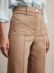 Reiss Taupe Neutral Sakura Petite Patch-Pocket Flared Jeans - Image 4 of 8