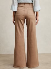 Reiss Taupe Neutral Sakura Petite Patch-Pocket Flared Jeans - Image 5 of 8