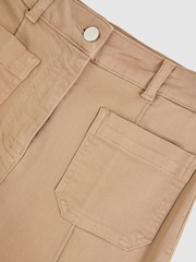 Reiss Taupe Neutral Sakura Petite Patch-Pocket Flared Jeans - Image 7 of 8