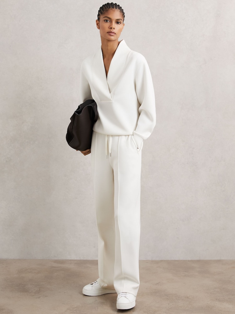 Reiss Ivory Annabel Modal-Blend Shawl-Neck Sweatshirt - Image 1 of 6