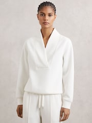 Reiss Ivory Annabel Modal-Blend Shawl-Neck Sweatshirt - Image 3 of 6