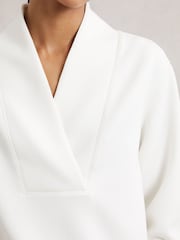 Reiss Ivory Annabel Modal-Blend Shawl-Neck Sweatshirt - Image 4 of 6