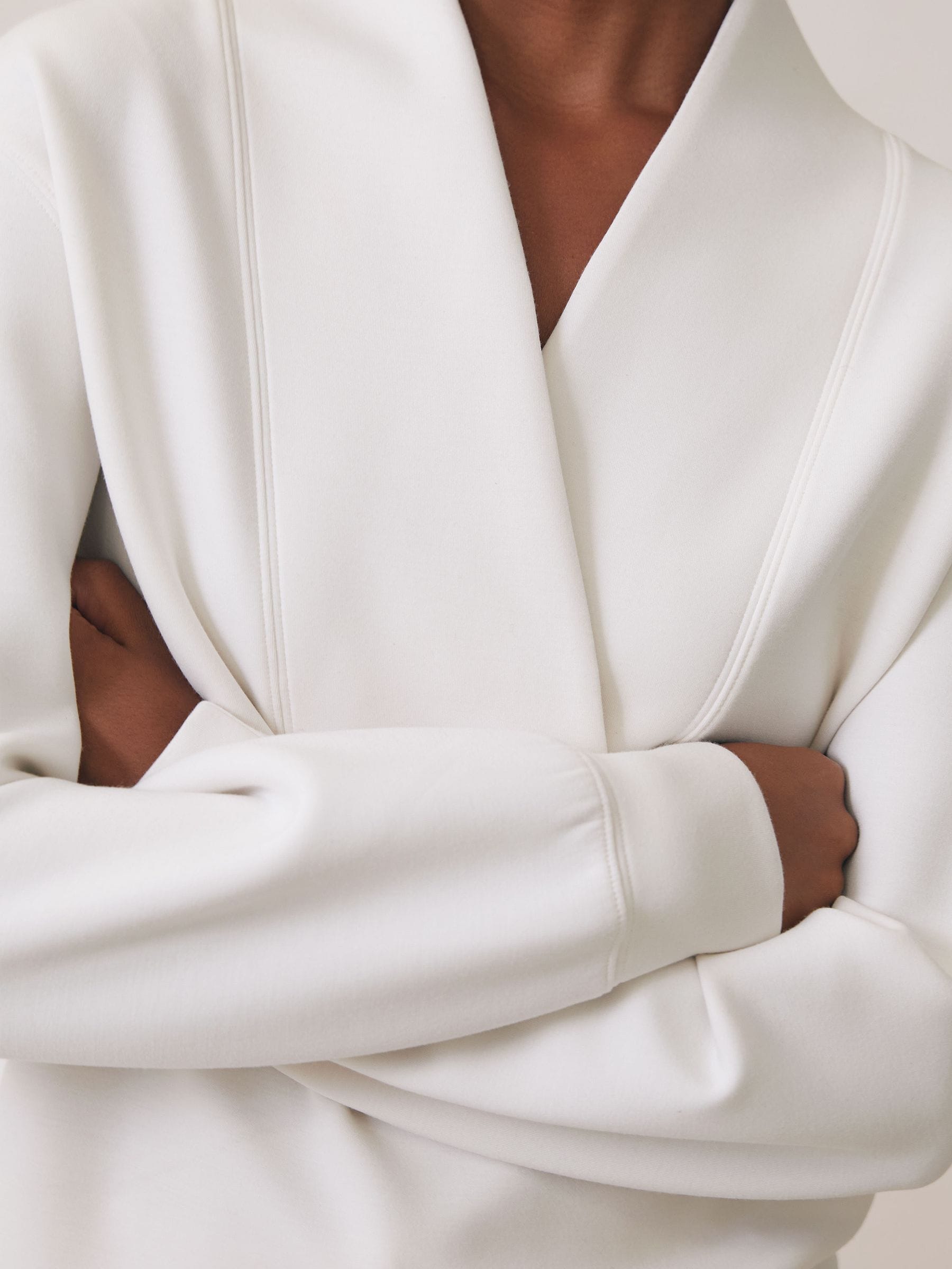 Buy Reiss Ivory Annabel Premium Interlock Shawl-Neck Sweatshirt
